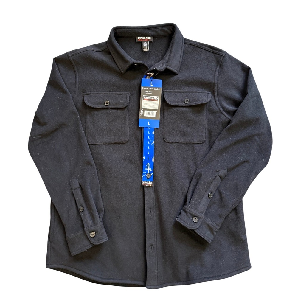 Kirkland‎ Signature Mens Shirt Jacket Black 2-Way Stretch Large NEW NWT
